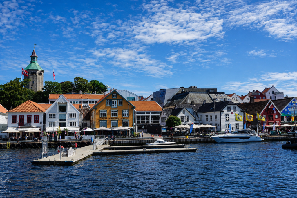 Stavanger harbour and waterfront viewed during our Norwegian fjords cruise