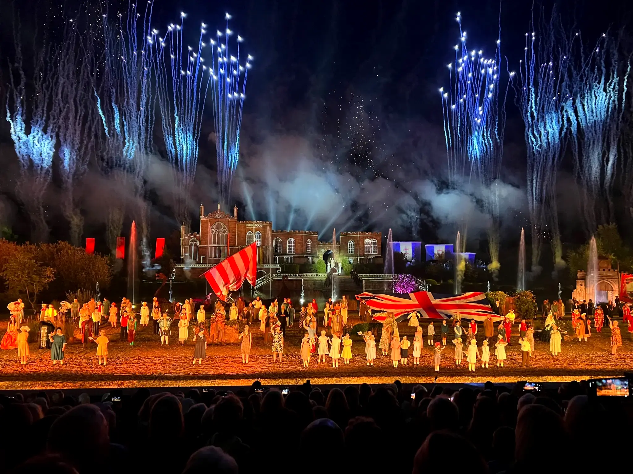 Fireworks over the Kynren arena during the finale