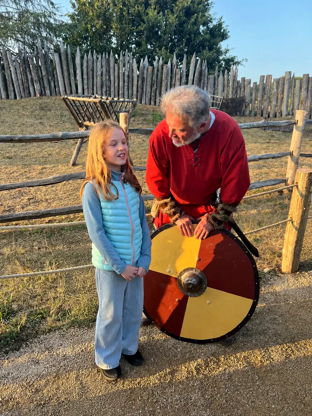 Viking performers interacting with visitors in Kynren's Viking Village